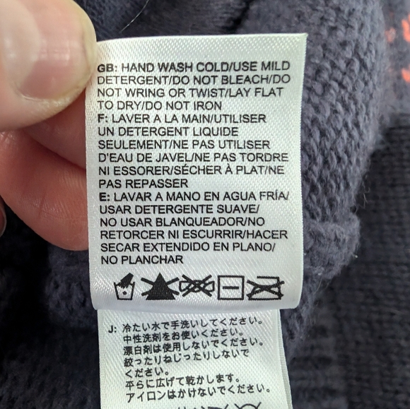 North Face Jacquardigan - blue and coral, knit. Size Medium - Picture 8 of 9